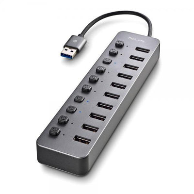 NGS IHUB 10: Hub 10 porte USB 3.0. Velocit di trasferimento dati a 5Gbps. Lunghezza del cavo: 180 m [IHUB10]