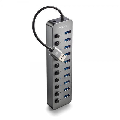 NGS IHUB 10: Hub 10 porte USB 3.0. Velocit di trasferimento dati a 5Gbps. Lunghezza del cavo: 180 m [IHUB10]