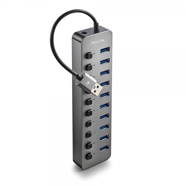 NGS IHUB 10: Hub 10 porte USB 3.0. Velocit di trasferimento dati a 5Gbps. Lunghezza del cavo: 180 m [IHUB10]