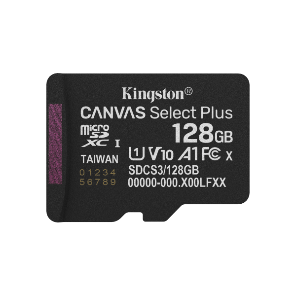 Kingston Technology 128GB microSDXC Canvas Select Plus Gen3 150MB/s A1 (Adattatore SD incluso) [SDCS3/128GB]