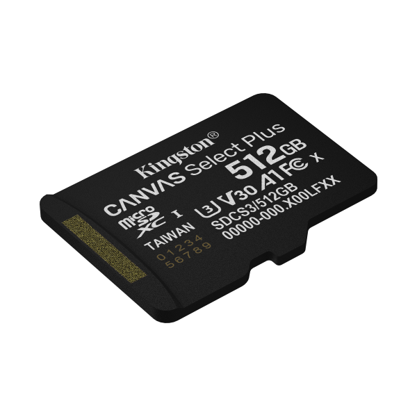 KINGSTON MICRO SDXC 512GB CANVAS SELECT PLUS GEN3 150MB CARD CON ADATTATORE [SDCS3/512GB]