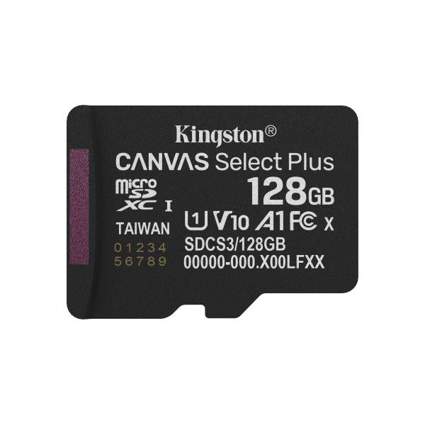 Kingston Technology 128GB micSDXC Canvas Select Plus Gen3 150R A1 (Adattatore SD non incluso) [SDCS3/128GBSP]