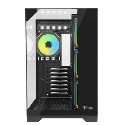 ITEK CASE DARK CAVE PANO - GAMING TOWER, ATX, 4X12CM ARGB FAN, 2XUSB3, TYPE-C, TEMP GLASS TOP, SID [ITGCADCPAB]