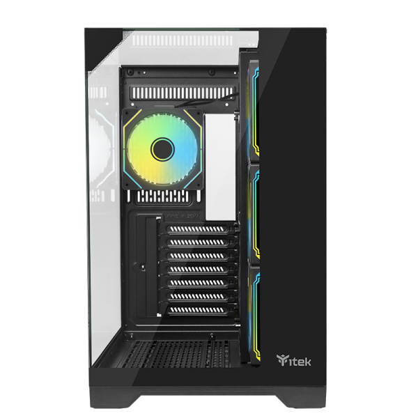 ITEK CASE DARK CAVE PANO - GAMING TOWER, ATX, 4X12CM ARGB FAN, 2XUSB3, TYPE-C, TEMP GLASS TOP, SID [ITGCADCPAB]