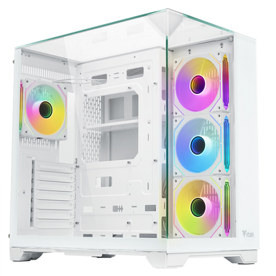 ITEK CASE DARK CAVE PANO - GAMING TOWER, ATX, 4X12CM ARGB FAN, 2XUSB3, TYPE-C, TEMP GLASS TOP, SID [ITGCADCPAW]