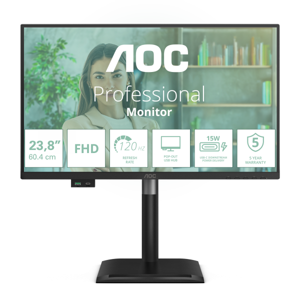 Aoc P4 Series - 24 inch - Full HD - 1920x1080 - Pivot - HAS [24P4U]
