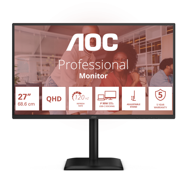 AOC E4 Q27E4CV Monitor PC 68,6 cm (27") 2560 x 1440 Pixel Quad HD LED Nero [Q27E4CV]