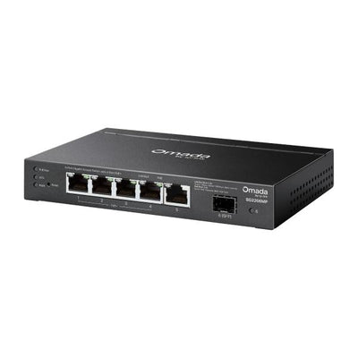 TP-Link - SG2206MP -"Omada Access 6-Port Gigabit Switch with 4-Port PoE+ PORT: 4 Gigabit PoE Ports, 1 Gigabit Non-PoE Port, 1 Gigabit SFP Slot SPEC: 802.3at/af, 63 W PoE Power, Desktop Steel Case [SG2206MP]
