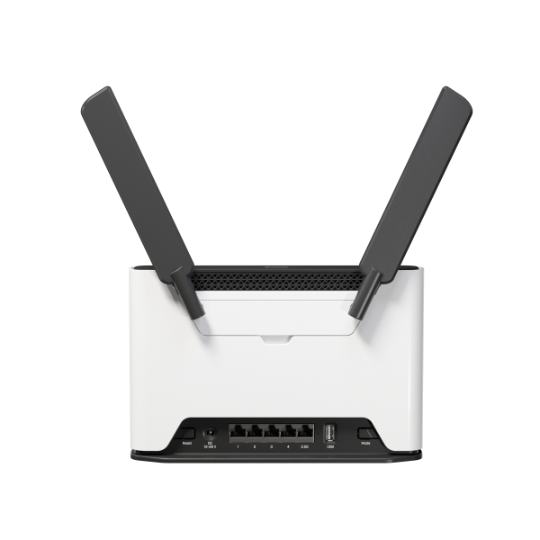 Mikrotik, Chateau 5G R17 ax. Router 5G Wi-Fi 6 dual band con eSIM/microSIM, porta 2.5G, 4x Gigabit LAN e sistema RouterOS v7. [S53UG+5HaxD2HaxD-TC&RG650E-EU]