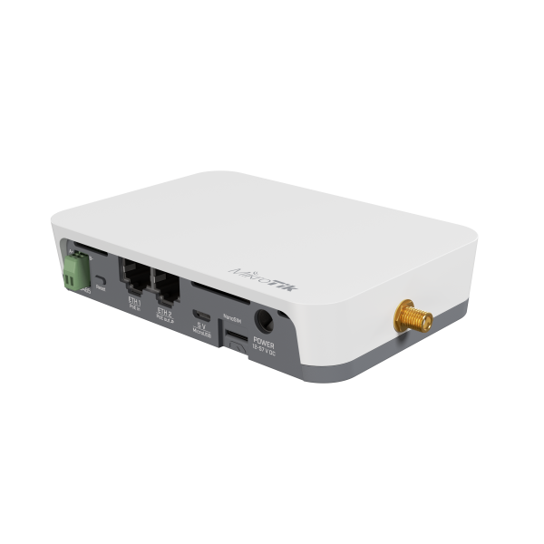 MikroTik, KNOT LR8G. Gateway IoT industriale con LTE CAT-M/NB2, LoRa 868MHz, Wi-Fi, Bluetooth, GPS e PoE, gestito da RouterOS v7. [RB924iR-2nD-BT5&BG770A&R11e-LR8G]