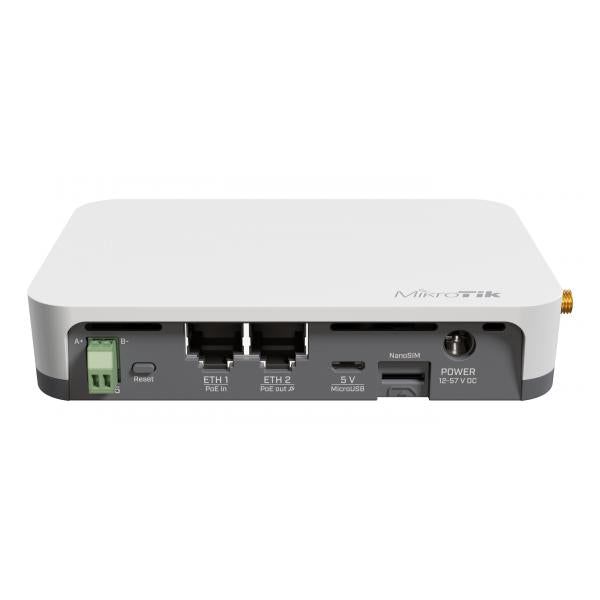 MikroTik, KNOT LR8G. Gateway IoT industriale con LTE CAT-M/NB2, LoRa 868MHz, Wi-Fi, Bluetooth, GPS e PoE, gestito da RouterOS v7. [RB924iR-2nD-BT5&BG770A&R11e-LR8G]
