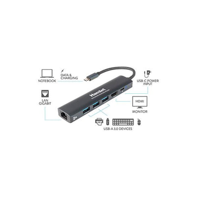 Hamlet HDKC-PD220 replicatore di porte e docking station per laptop Cablato USB 3.2 Gen 1 (3.1 Gen 1) Type-C Alluminio [HDKC-PD220]