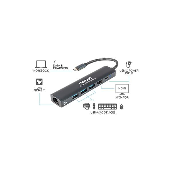 Hamlet HDKC-PD220 replicatore di porte e docking station per laptop Cablato USB 3.2 Gen 1 (3.1 Gen 1) Type-C Alluminio [HDKC-PD220]