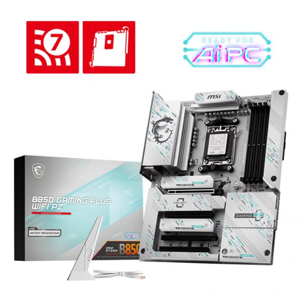 MSI MB B850 GAMING PLUS WIFI PZ,B850,AM5,4DDR5,4PCI-Ex16,3M.2,4SATA3,3USB10G,6USB5G,8USB2 [B850 GAM PLUS W PZ]
