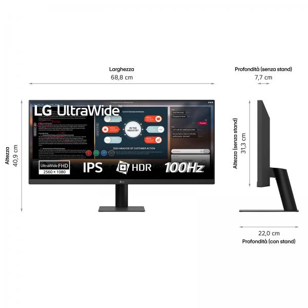 Lg US511A - 29 inch - Ultrawide - 2560x1080 UWFHD - 100hz - Black [29U511A-B.AEU]