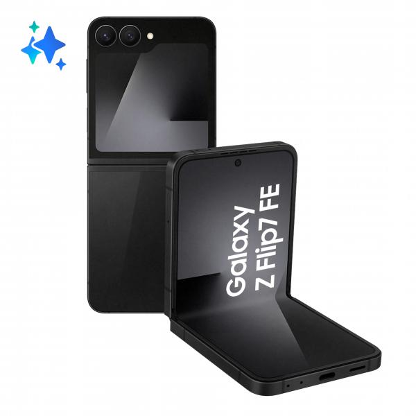 Samsung Galaxy Z Flip7 FE Smartphone AI, RAM 8GB, 128GB, Display 3,4" Super AMOLED/6,7" Dynamic AMOLED 2X, Fotocamera 50MP, Black [SM-F761BZKGEUE]