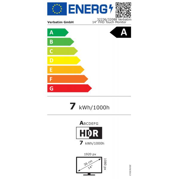 Verbatim 32088 TV e monitor portatile Nero 35,6 cm (14") LED 1920 x 1080 Pixel [32088]