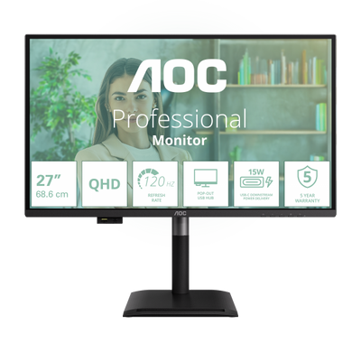AOC Q27P4U Monitor PC 68,6 cm (27") 2560 x 1440 Pixel Wide Quad HD Nero [Q27P4U]