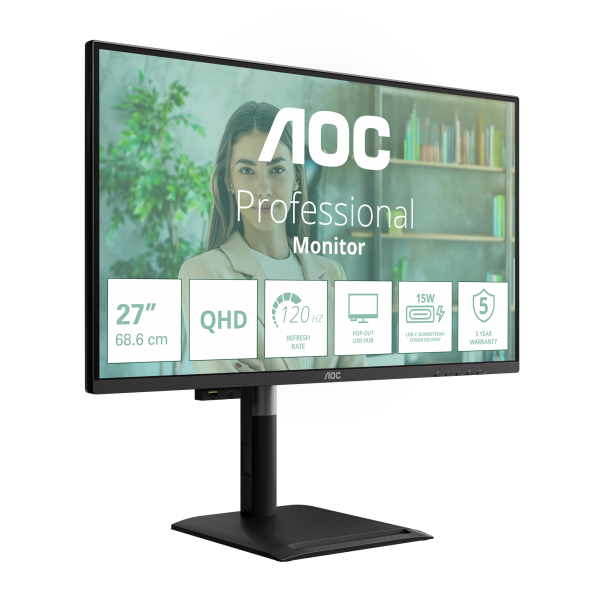 AOC Q27P4U Monitor PC 68,6 cm (27") 2560 x 1440 Pixel Wide Quad HD Nero [Q27P4U]