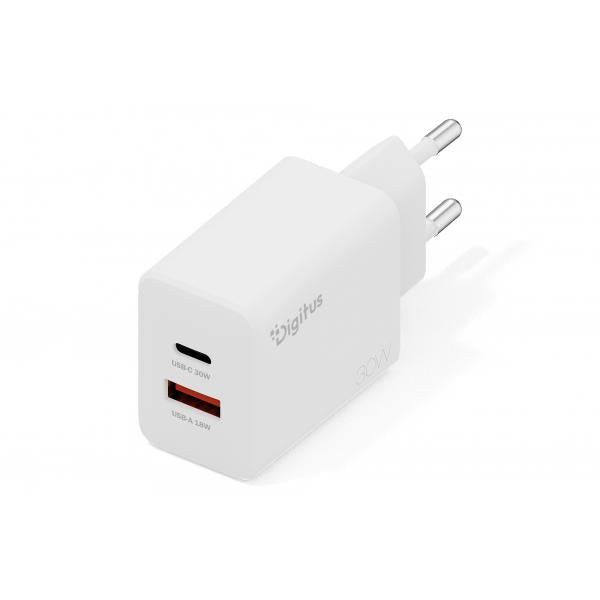 Digitus USB GaN Charger 30W - 1x USB-C - 1x USB-A - White [DA-10301]