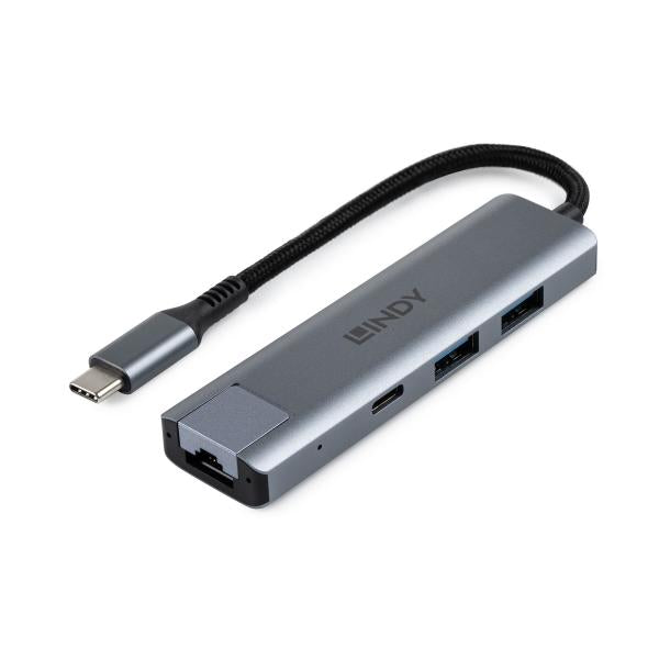 LINDY No. 43422 - Hub e Convertitore Gigabit Ethernet USB 3.2 Gen 2 Tipo C [LIN-43422]