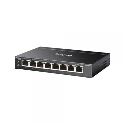 TP-Link - ES208GP - Omada 8-Port Gigabit Easy Managed Switch with 8-Port PoE+, 8 Gigabit PoE+ Ports, 802.3at/af, 64 W PoE Power, Desktop Steel Case and Fanless, Centralized Management by Omada SDN C [ES208GP]