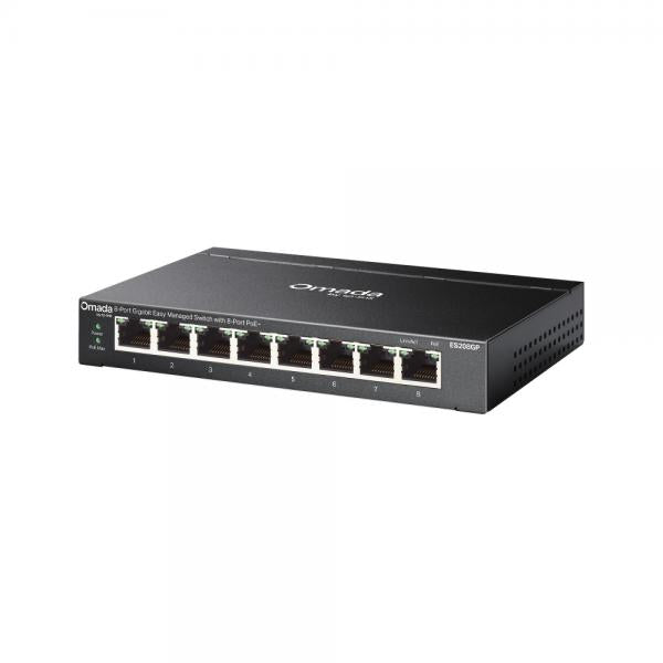 TP-Link - ES208GP - Omada 8-Port Gigabit Easy Managed Switch with 8-Port PoE+, 8 Gigabit PoE+ Ports, 802.3at/af, 64 W PoE Power, Desktop Steel Case and Fanless, Centralized Management by Omada SDN C [ES208GP]