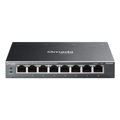 TP-Link - ES208GP - Omada 8-Port Gigabit Easy Managed Switch with 8-Port PoE+, 8 Gigabit PoE+ Ports, 802.3at/af, 64 W PoE Power, Desktop Steel Case and Fanless, Centralized Management by Omada SDN C [ES208GP]