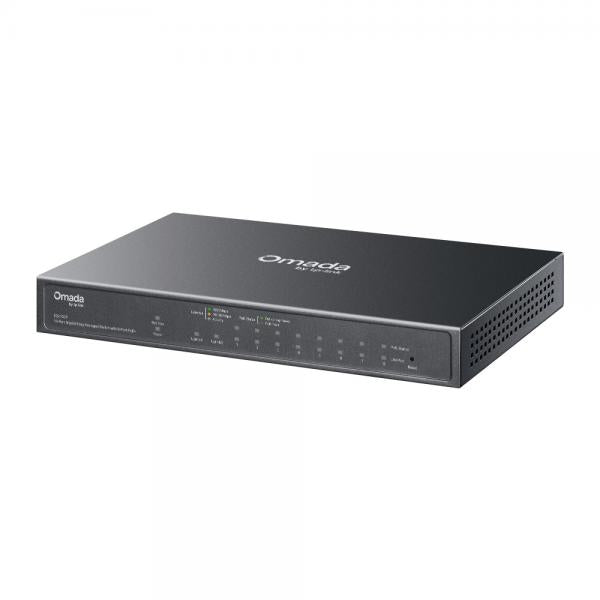 TP-Link - ES210GP - Omada 10-Port Gigabit Easy Managed Switch with 8-Port PoE+, 8 Gigabit PoE+ Ports, 1x Gigabit Non-PoE Ports, 1 Combo Gigabit RJ45/SFP Port, 802.3at/af, 63 W PoE Power, Desktop St [ES210GP]