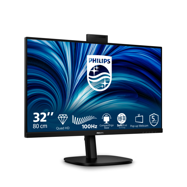 PHILIPS MONITOR 31,5 LED IPS QHD 16:9 4MS 350 CDM, PIVOT, USB-C HUB, WEBCAM, DP/HDMI, MULTIMEDIALE [32B2U3601H]