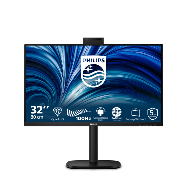 Philips 3000 Series - 32 inch - 2560x1440 - Quad HD - USB-C Hub 90W - Webcam - Pivot - HAS [32B2U3601H/00]