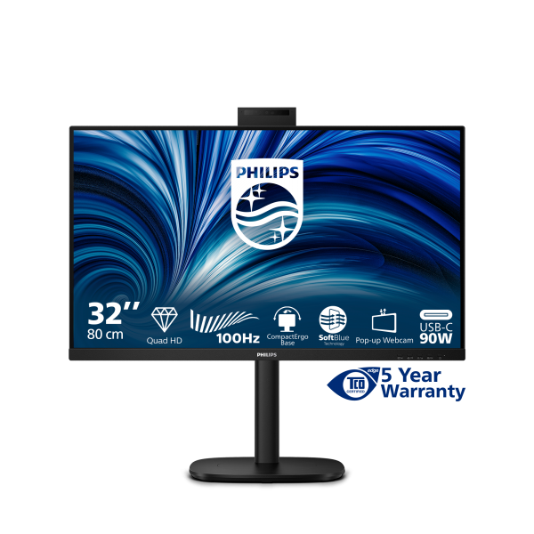 PHILIPS MONITOR 31,5 LED IPS QHD 16:9 4MS 350 CDM, PIVOT, USB-C HUB, WEBCAM, DP/HDMI, MULTIMEDIALE [32B2U3601H]