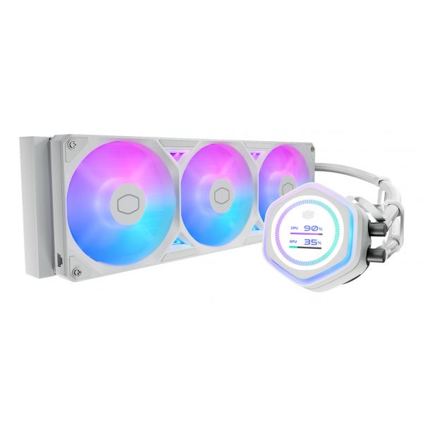 COOLER MASTER DISSIPATORE A LIQUIDO ATMOS II, 3X120MM ARGB, KIT LCD INC, BIANCO [MLX-D36M-A25SZ-LW]