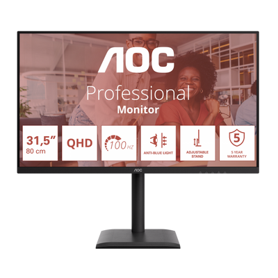 AOC MONITOR 31,5 LED IPS QHD 16:9 100Hz 4MS 350 CDM, PIVOT, DP/HDMI, MULTIMEDIALE [Q32E4U]