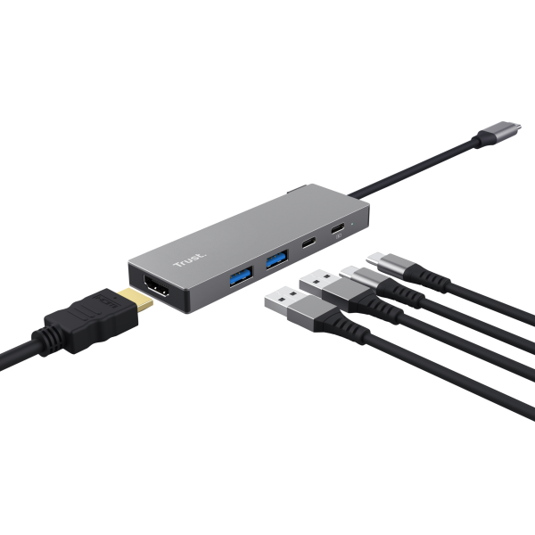 TRUST ADATTATORE DOCKING STATION MULTIPORT 5 IN 1, 1 HDMI 4K(60HZ), 1 USB-C PD, 1 USB-C, 2 USB-A 3.2 [26062]