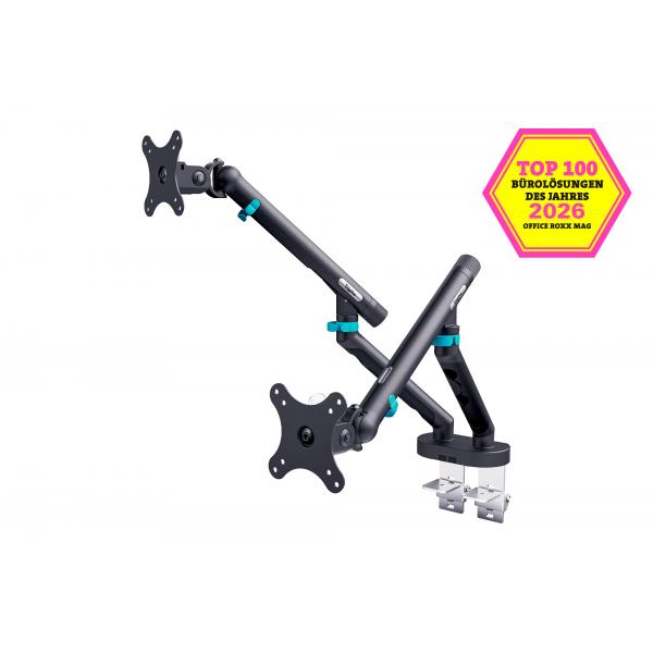Digitus Dual Design Monitor Mount - 2x35inch - 2x10kg - Mechanical Spring - VESA 75x75 - 100x100 - Black [DA-90471]