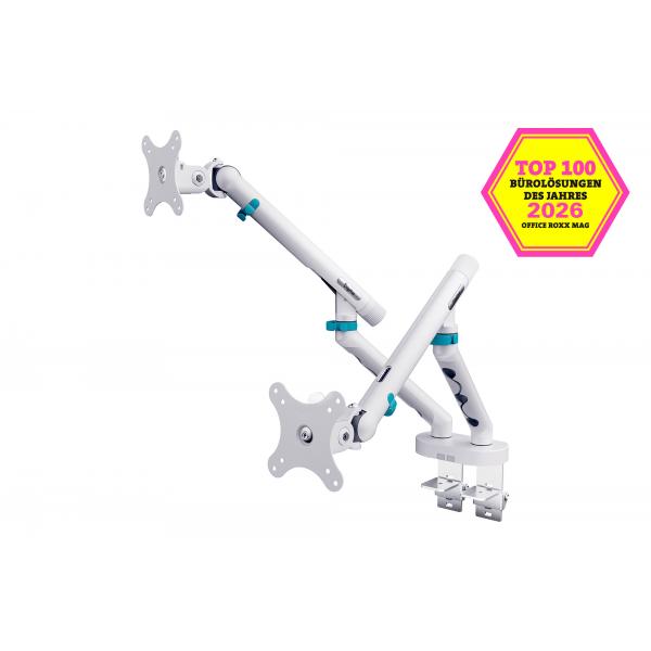 Digitus Dual Design Monitor Mount - 2x 35inch - 2x 10kg - Mechanical Spring - VESA 75x75 - 100x100 - White [DA-90472]
