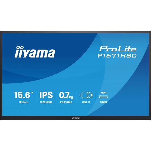 iiyama ProLite P1671HSC-B1 Monitor PC 39,6 cm (15.6") 1920 x 1080 Pixel Full HD LED Nero [P1671HSC-B1]