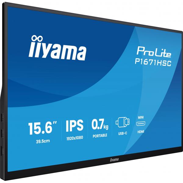 iiyama ProLite P1671HSC-B1 Monitor PC 39,6 cm (15.6") 1920 x 1080 Pixel Full HD LED Nero [P1671HSC-B1]