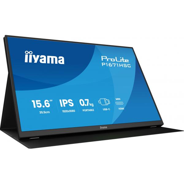 iiyama ProLite P1671HSC-B1 Monitor PC 39,6 cm (15.6") 1920 x 1080 Pixel Full HD LED Nero [P1671HSC-B1]