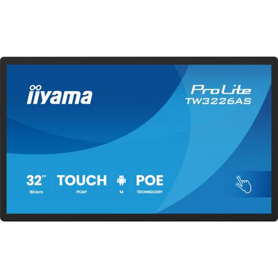 iiyama TW3226AS-B3P visualizzatore di messaggi Design chiosco 80 cm (31.5") LED Wi-Fi 430 cd/m Full HD Nero Touch screen Processore integrato Android 24/7 [TW3226AS-B3P]