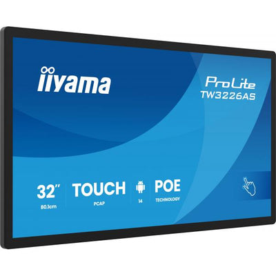 iiyama TW3226AS-B3P visualizzatore di messaggi Design chiosco 80 cm (31.5") LED Wi-Fi 430 cd/m Full HD Nero Touch screen Processore integrato Android 24/7 [TW3226AS-B3P]