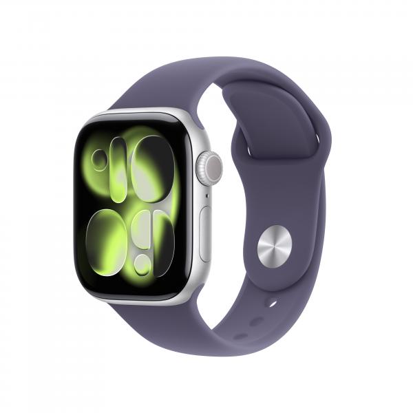 APPLE WATCH SERIES 11GPS42MMSILVER ALUMINIUM CASE WITH PURPLE FOG SPORT BAND, M/L [MEU74QL/A]