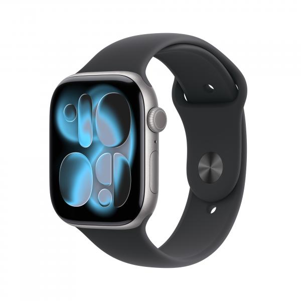 APPLE WATCH SERIES 11GPS E CELLULAR 46MM SPACE GREY ALUMINIUM CASE WITH BLACK SPORT BAND, S/M [MFC94QL/A]