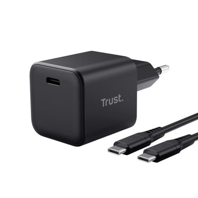 TRUST ALIMENTATORE/CARICABATTERIA 65W ULRTACOMPATTO USB-C GAN - CAVO RICARICA INCLUSO - PLASTICA RIC [26046]
