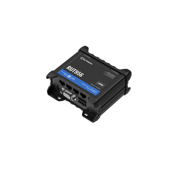 Teltonika RUT956 con e-Sim (CPU Mediatek) - LTE WLAN Router con I/O, GPS e porte RS232/RS485 per applicazioni professionali - dual SIM failover - Standard Packaging senza Din Rail Kit [RUT95623B600]