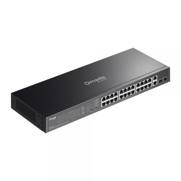 TP-Link - ES228GP- "Omada 28-Port Gigabit Easy Managed Switch with 24-Port PoE+ PORT: 24 Gigabit PoE+ Ports, 2x Gigabit Non-PoE Ports, 2 Gigabit SFP Ports SPEC: 802.3at/af, 250W PoE Power, 1U 19-inc [ES228GP]