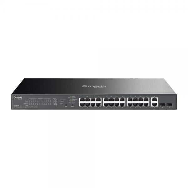 TP-Link - ES228GP- "Omada 28-Port Gigabit Easy Managed Switch with 24-Port PoE+ PORT: 24 Gigabit PoE+ Ports, 2x Gigabit Non-PoE Ports, 2 Gigabit SFP Ports SPEC: 802.3at/af, 250W PoE Power, 1U 19-inc [ES228GP]