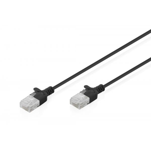 Digitus CAT 6 U-UTP slim patch cord - Cu - LSZH AWG 32/7 - Length 1m - Black [DK-1618-010S-BL]
