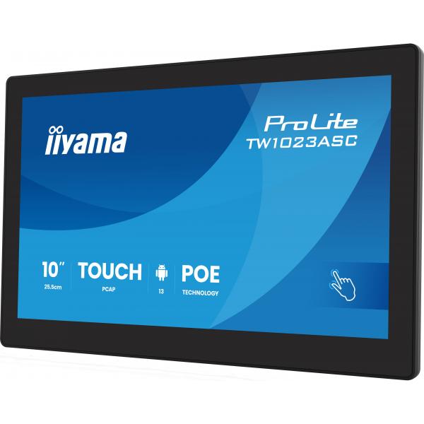 iiyama TW1023ASC-B3P visualizzatore di messaggi Design chiosco 25,6 cm (10.1") Wi-Fi 385 cd/m WXGA Nero Touch screen Processore integrato Android 24/7 [TW1023ASC-B3P]